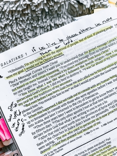 My bible, open to Galatians 1:10