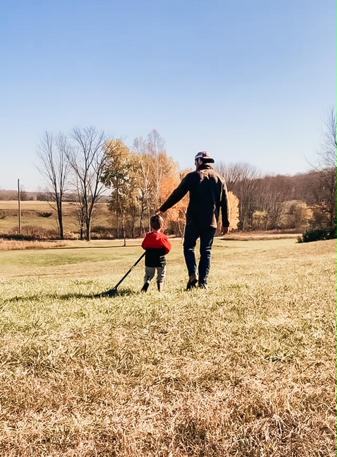 Wyatt and our oldest, walking last fall 